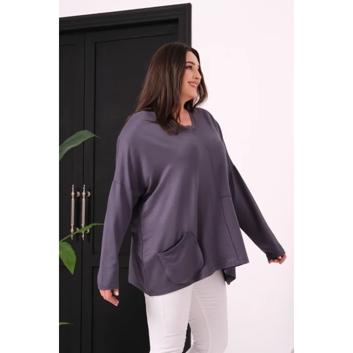 Önü Dikişli Cepli Salaş Bluz