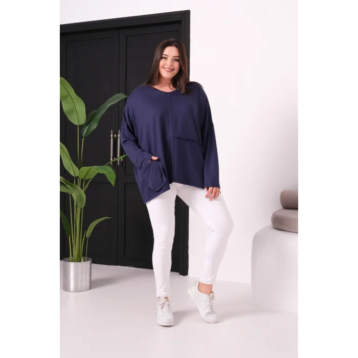 Önü Dikişli Cepli Salaş Bluz