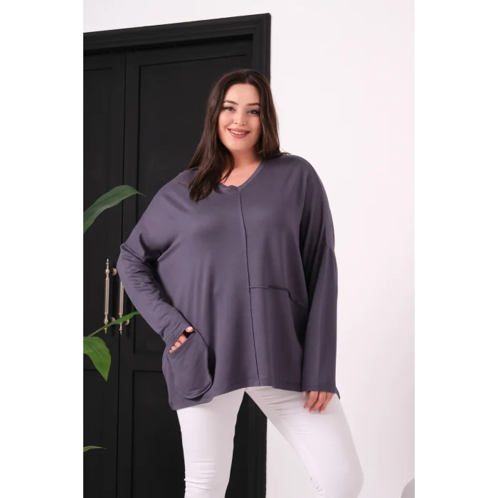 Önü Dikişli Cepli Salaş Bluz