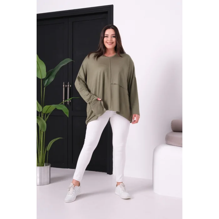 Önü Dikişli Cepli Salaş Bluz