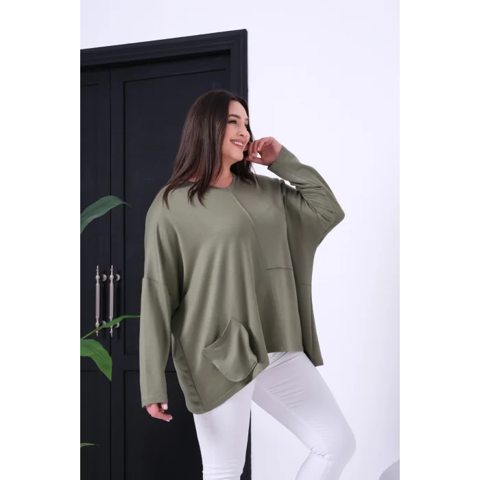 Önü Dikişli Cepli Salaş Bluz