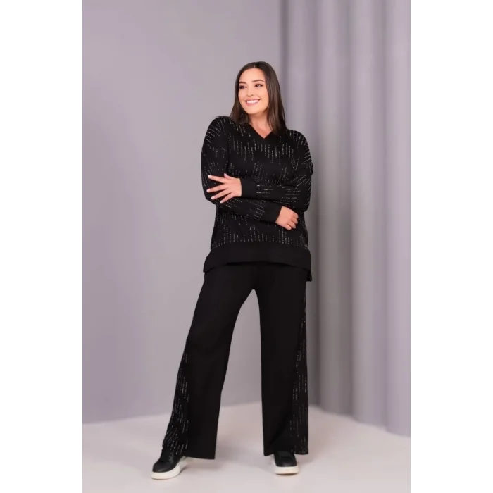 Önü Taş Baskılı Yırtmaçlı Takım