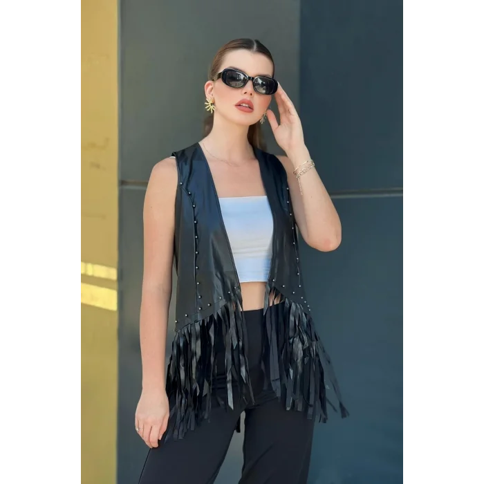 Saçaklı Trok Detaylı Yelek