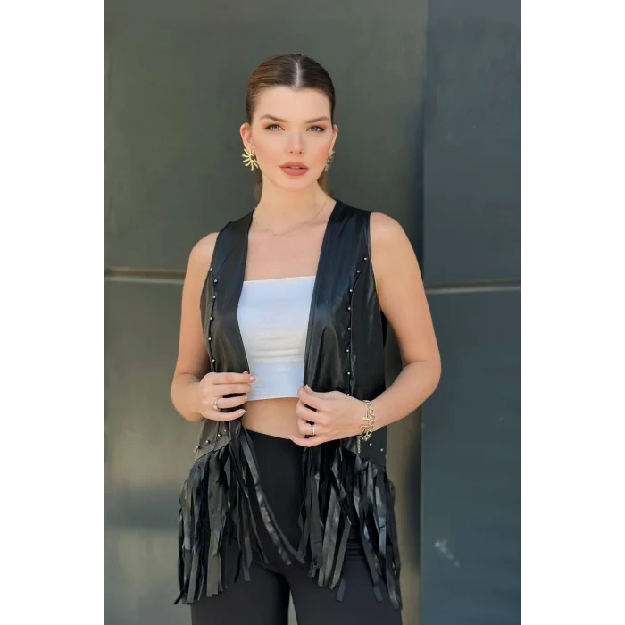 Saçaklı Trok Detaylı Yelek