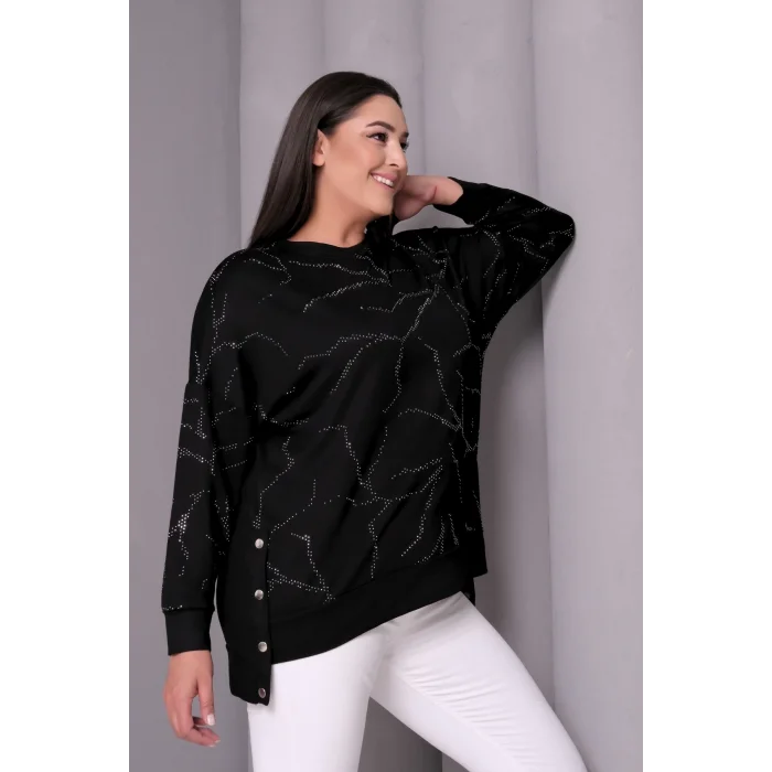 Taş Baskılı Yanı Çıtçıtlı Bluz