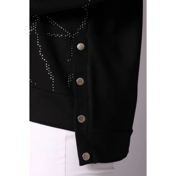 Taş Baskılı Yanı Çıtçıtlı Bluz