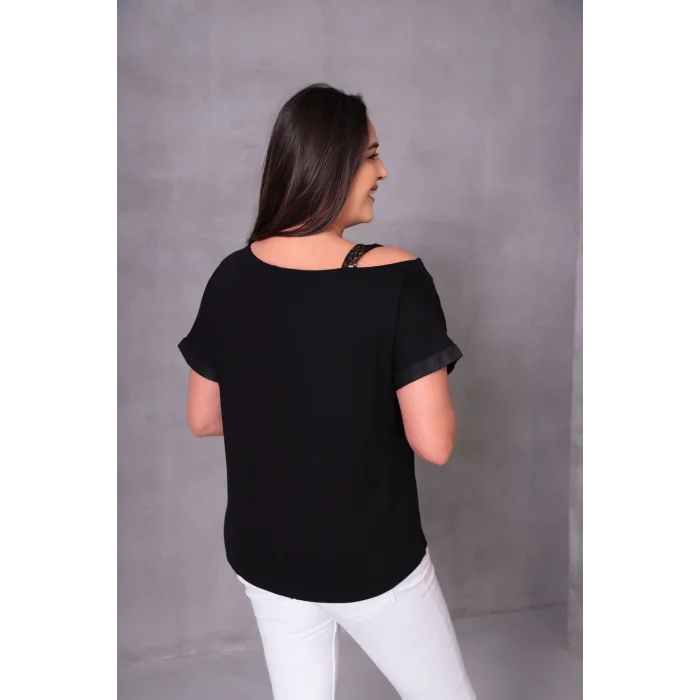 Tek Omuzu Askılı Blok Parçalı Bluz