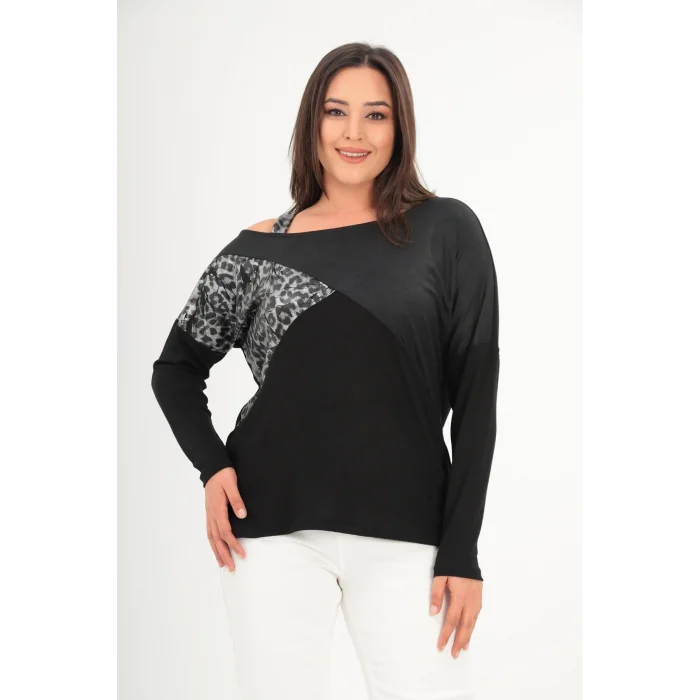 Tek Omuzu Askılı Desenli Parçalı Bluz