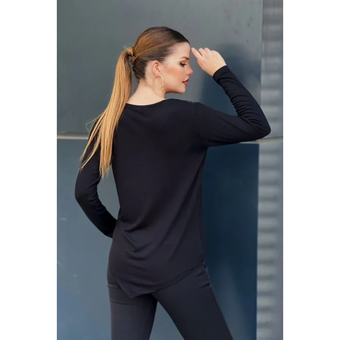 Tül ve Leopar Desenli Parçalı Bluz