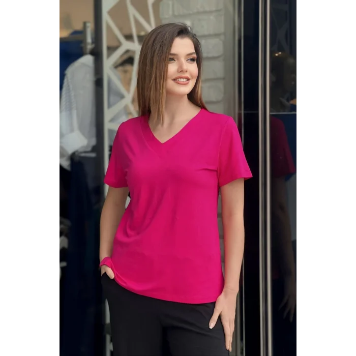 V Yaka Yanı Yırtmaçlı Bluz