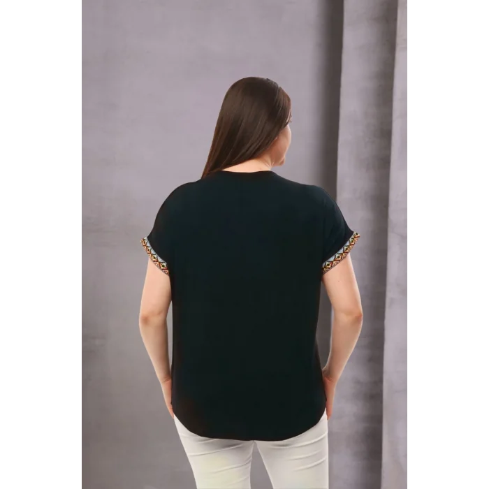 Yakas Kolları Örme Şerit Bluz