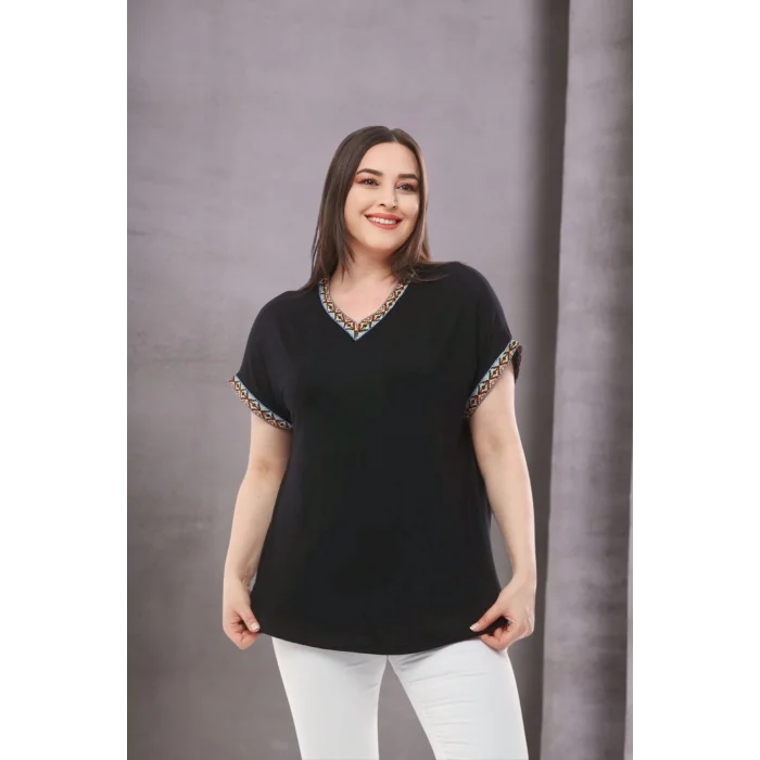 Yakas Kolları Örme Şerit Bluz