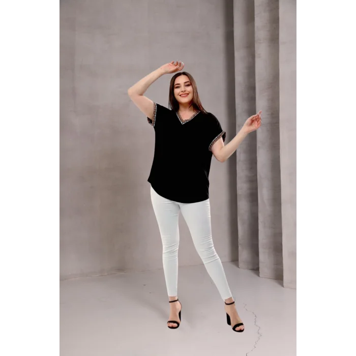 Yakas Kolları Örme Şerit Bluz