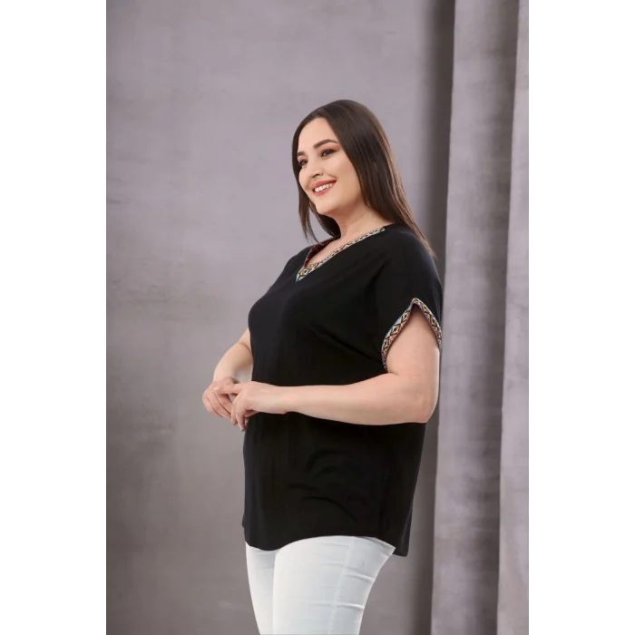 Yakas Kolları Örme Şerit Bluz