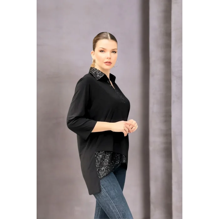 Yakası Eteği Pul Detay Bluz