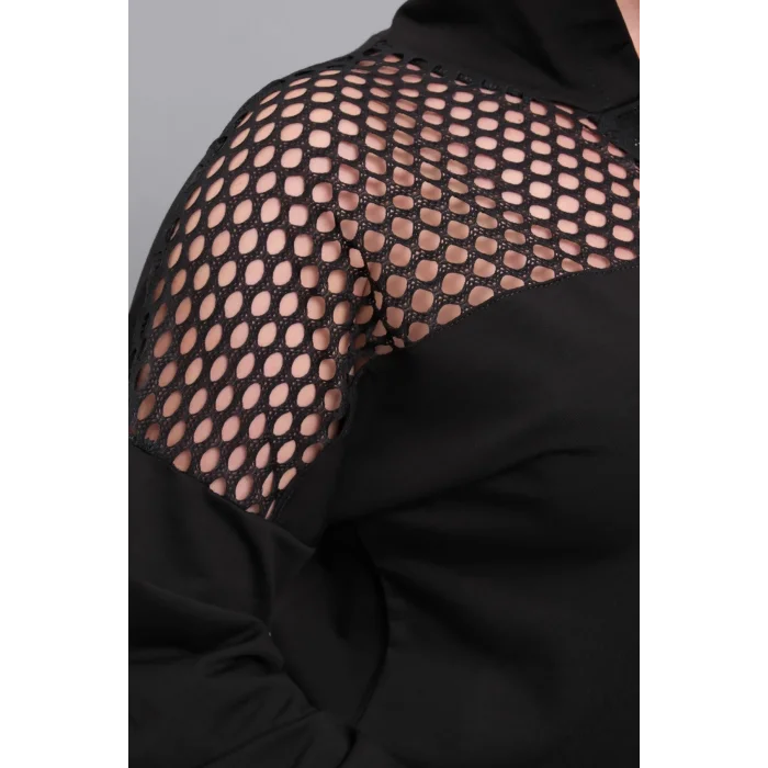 Yakası Taşlı File Detaylı Sweatshirt