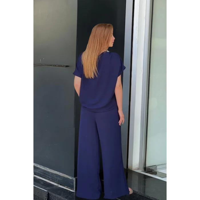 Yakası ve Cebi Örme Şerit Detaylı Takım