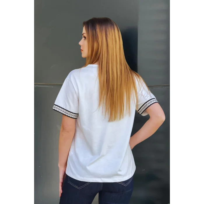 Yakası Ve Kolları Örme Şeritli Bluz