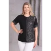 Leopar Desenli Taş Detaylı Bluz