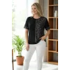 Leopar Desenli Taş Detaylı Bluz