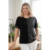 Leopar Desenli Taş Detaylı Bluz