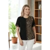 Leopar Desenli Taş Detaylı Bluz
