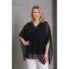 Yakası Pullu Şifon Pelerin Bluz