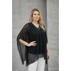 Yakası Pullu Şifon Pelerin Bluz