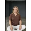 Yakası Kolları İnci Detaylı Bluz