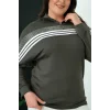 Çizgili Taş Baskılı Sweatshirt