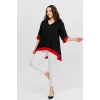 Eteği Asimetrik Renkli Şeritli Tunik