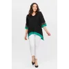 Eteği Asimetrik Renkli Şeritli Tunik