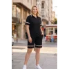 Gömlek Yakalı Şeritli Şort Takım