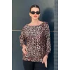 Kayık Yaka Leopar Desenli Bluz
