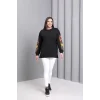 Kolları Nakışlı Yırtmaçlı Sweatshirt