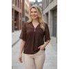 Kolları Şifon Yakası Düğme Detaylı Bluz