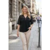 Kolları Şifon Yakası Düğme Detaylı Bluz