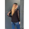 Kolları Tül Taş Taskılı Bluz