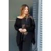 Leopar Desenli Suni Deri Detaylı Bluz