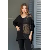 Leopar Desenli Suni Deri Detaylı Bluz