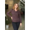 V Yaka Yanı Yırtmaçlı Bluz