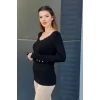 Yakası Dantelli Kolları Düğmeli Bluz