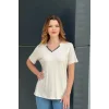 Yakası Sim Detaylı Bluz