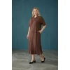 Yakası Taşlı Yırtmaçlı Elbise