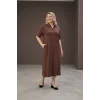 Yakası Taşlı Yırtmaçlı Elbise