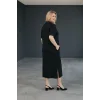 Yakası Taşlı Yırtmaçlı Elbise