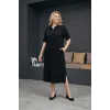 Yakası Taşlı Yırtmaçlı Elbise