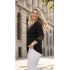 Yakası ve Kolları Taşlı Tül Detaylı Bluz