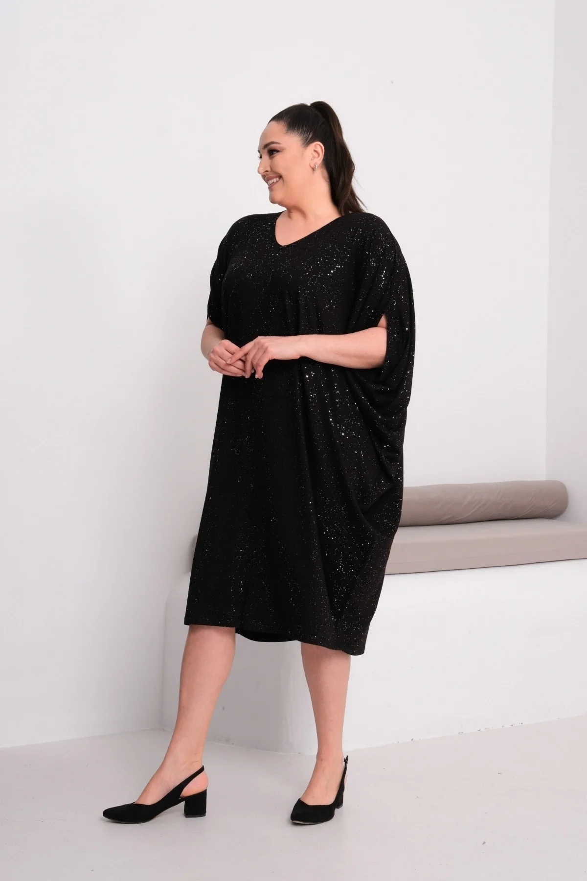 Sim Baskılı Yarasa Elbise