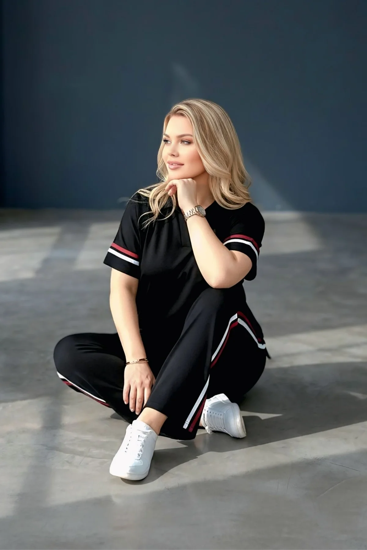 Gömlek Yakalı Şeritli Takım